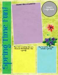 Spring Time Fun! About this resource: