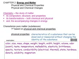 CHAPTER 2:  Energy and Matter