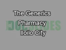The Generics Pharmacy Iloilo City