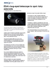 ESAs bugeyed telescope to spot risky asteroids  Septem