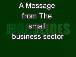 A Message from The small business sector