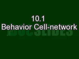 10.1 Behavior Cell-network