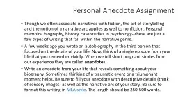 Personal Anecdote Assignment