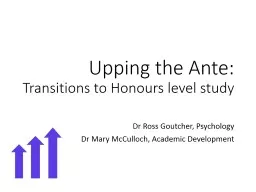 Upping the Ante:  Transitions to Honours level study
