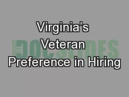 Virginia’s Veteran Preference in Hiring