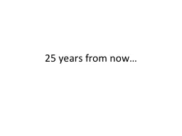 25 years from now… What if the next 25 years