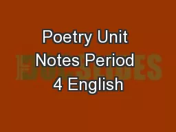 Poetry Unit Notes Period 4 English