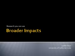 Broader Impacts Research you can use