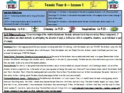 Tennis Year 6 – Lesson