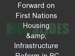 Moving Forward on First Nations Housing & Infrastructure Reform in BC