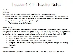 Lesson 4.2.1 – Teacher Notes