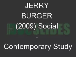 JERRY BURGER (2009) Social - Contemporary Study