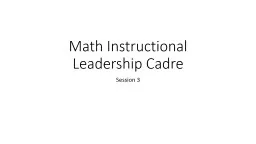 Math Instructional Leadership Cadre