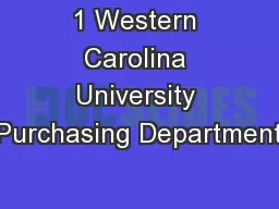 1 Western Carolina University Purchasing Department