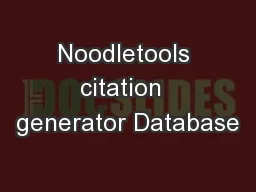 Noodletools citation  generator Database