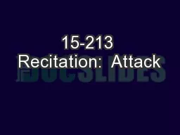 15-213 Recitation:  Attack