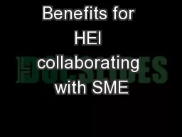 Benefits for HEI collaborating with SME