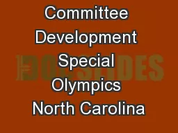 Committee Development Special Olympics North Carolina