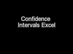 Confidence Intervals Excel