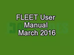 FLEET User Manual March 2016