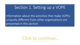 Click to continue… Section 1. Setting up a VOPE