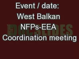Event / date:  West Balkan NFPs-EEA Coordination meeting