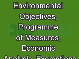 Module 3: Environmental Objectives, Programme of Measures, Economic Analysis, Exemptions