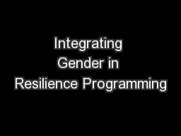 Integrating Gender in Resilience Programming