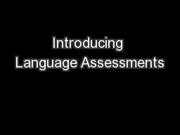 Introducing Language Assessments