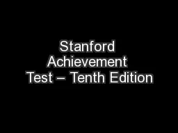 Stanford Achievement Test – Tenth Edition