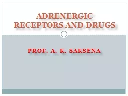 PROF. A. K. SAKSENA ADRENERGIC RECEPTORS AND DRUGS