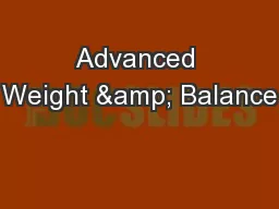Advanced Weight & Balance