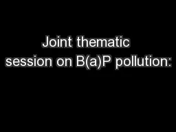 Joint thematic session on B(a)P pollution: