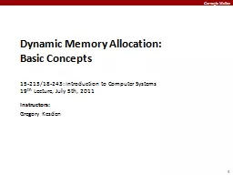 Dynamic Memory Allocation: