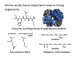 Amino acids have important roles in living organisms