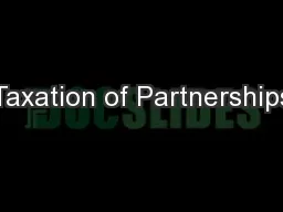 Taxation of Partnerships