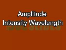 Amplitude Intensity Wavelength