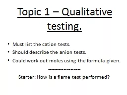 Topic 1 – Qualitative testing.