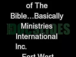 Chin A Presentation of The Bible…Basically Ministries International Inc.           