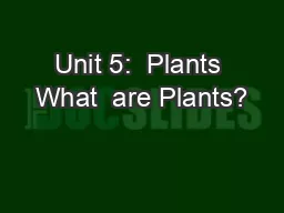 Unit 5:  Plants What  are Plants?