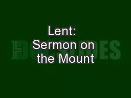 Lent:  Sermon on the Mount