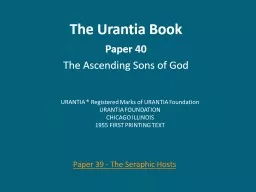 The Urantia Book Paper 40