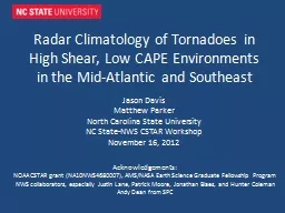 Radar Climatology of Tornadoes in High Shear, Low CAPE Environments in the Mid-Atlantic