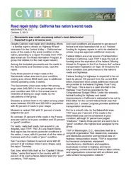 Road repair lobby California has nations worst roads W