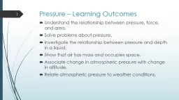 Pressure – Learning Outcomes