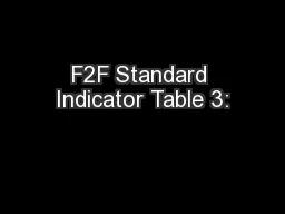 F2F Standard Indicator Table 3: