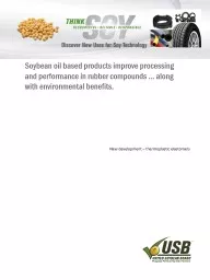 Soybean oil based products improve processing and performance in rubber compounds …