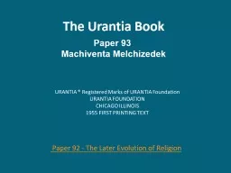 The Urantia Book Paper 93 