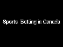 Sports  Betting in Canada