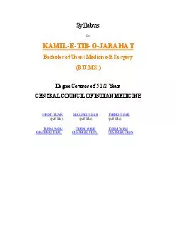 Syllabus for KAMIL TIB JARAHAT Bachelor of Unani Medic